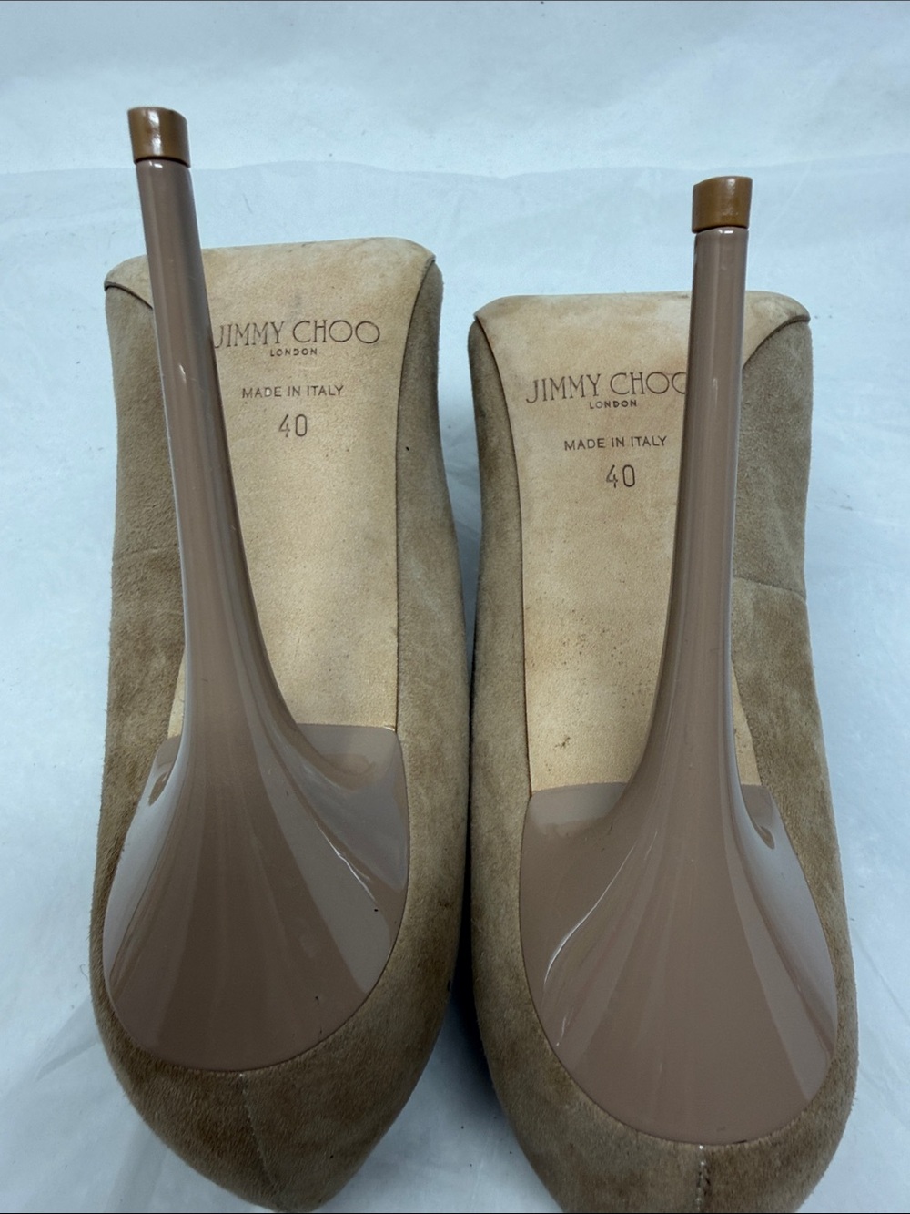 Jimmy Choo Tan Suede Pointed-Toe Stiletto Pumps Size 40 - Picture 9 of 12